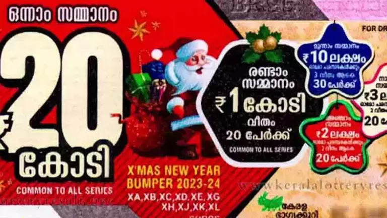 ക്രിസ്മസ്-ന്യൂ ഇയര്‍ ബമ്പര്‍ 20 കോടി XC-224091 എന്ന നമ്പറിന്